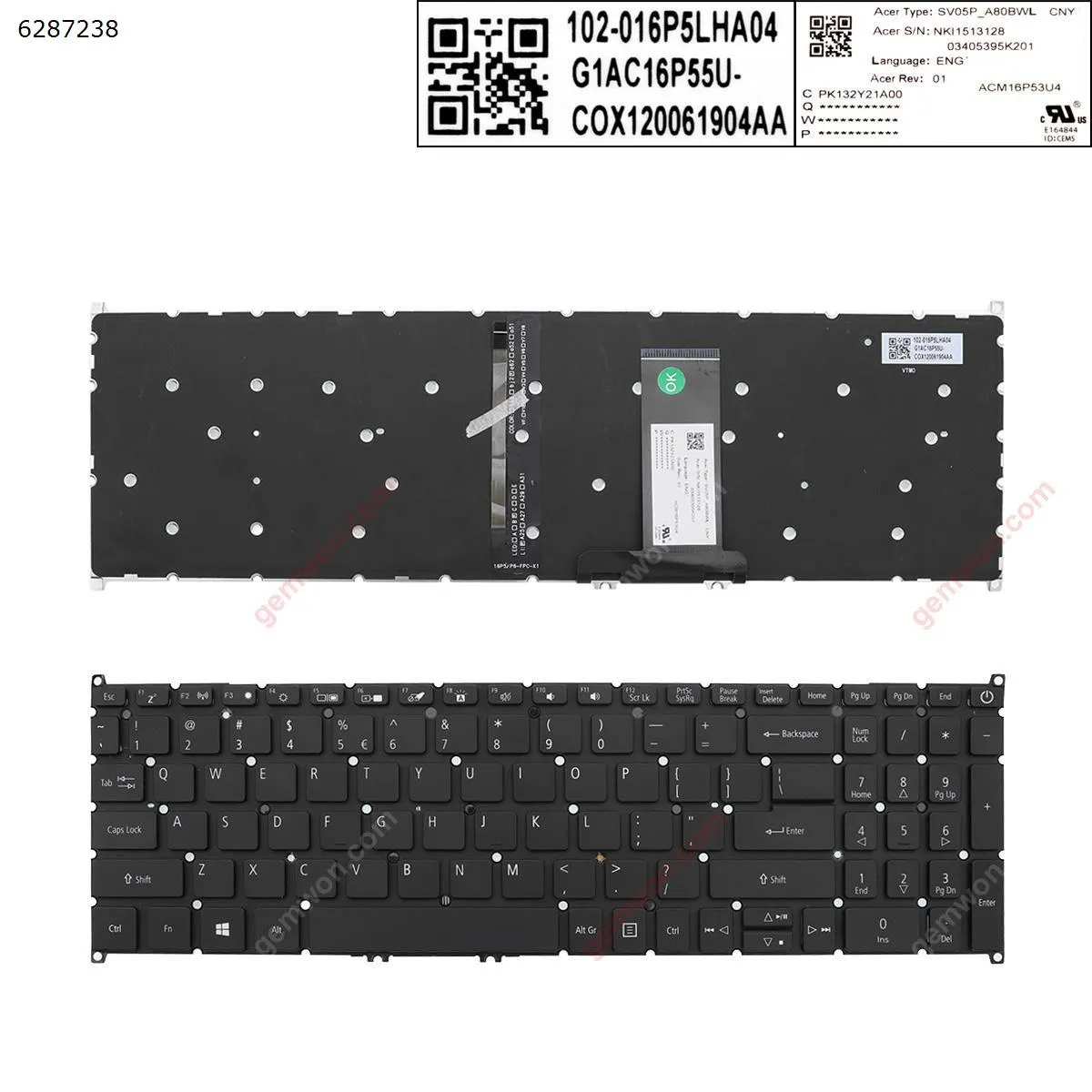 Picture of ACER ACER Aspire A317-32 A317-51 A317-51G A317-51K A317-51KG A715-74G BLACK (Backlit ,small Enter ) 
