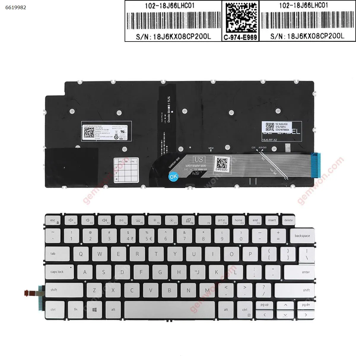 Picture of Dell  Inspiron 14-7490  13 5390 5391 7391  7491 5493 5498  SILVER ( without FRAME ， Backlit , win8  )