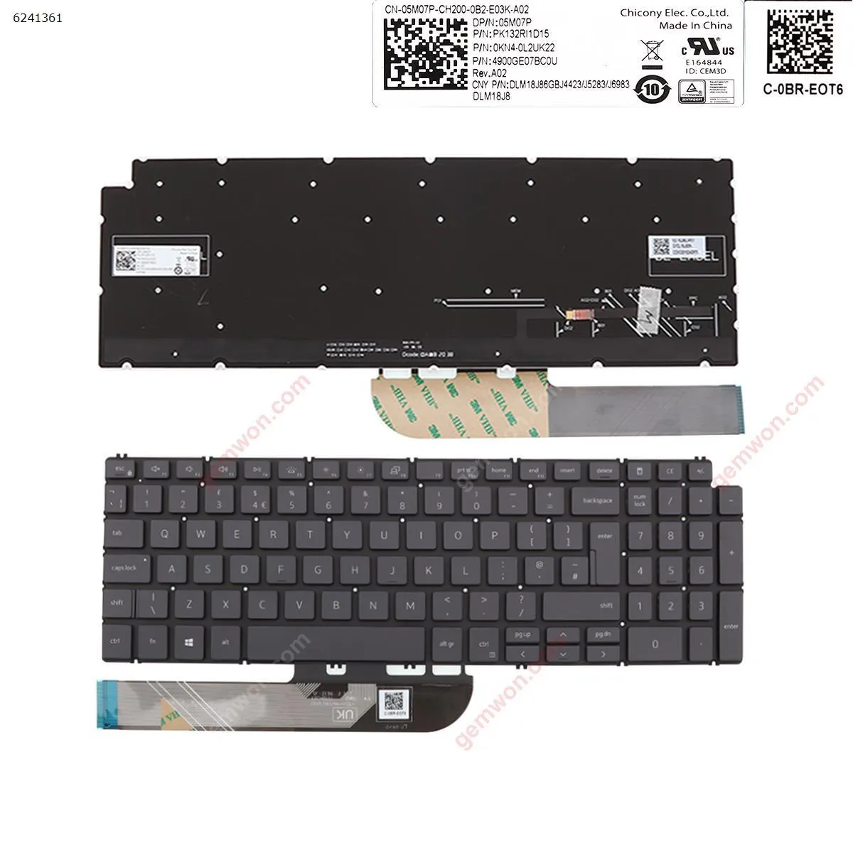 Picture of Dell  Inspiron  15 7590 5584 5590 5593 5594 5598   GRAY   ( without FRAME ， Backlit , win8  )