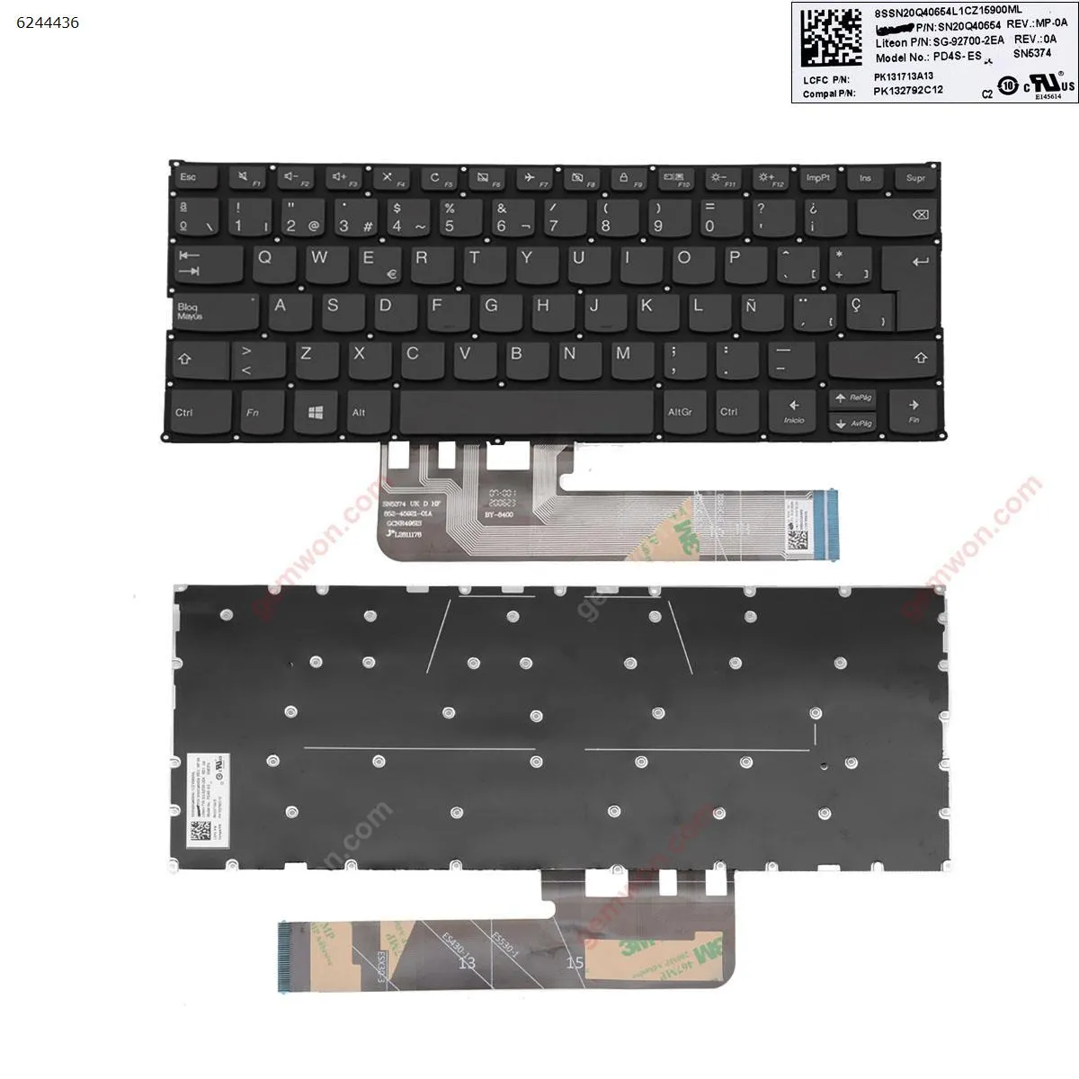 Picture of IBM Lenovo Yoga 530-14IKB 530-14ARR 730-13ikb 730-13iwl 730-15ikb 730-15iwl GRAY （without  backlit , without frame ，win8）