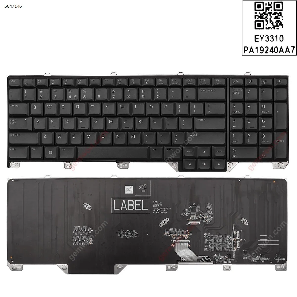 Picture of Dell  alw17 17 R5 M15 M17 R2  ALWA51M A51M P38E   2019   Per-key BLACK (Without FRAME, Full Colorful Backlit ,WIN8)