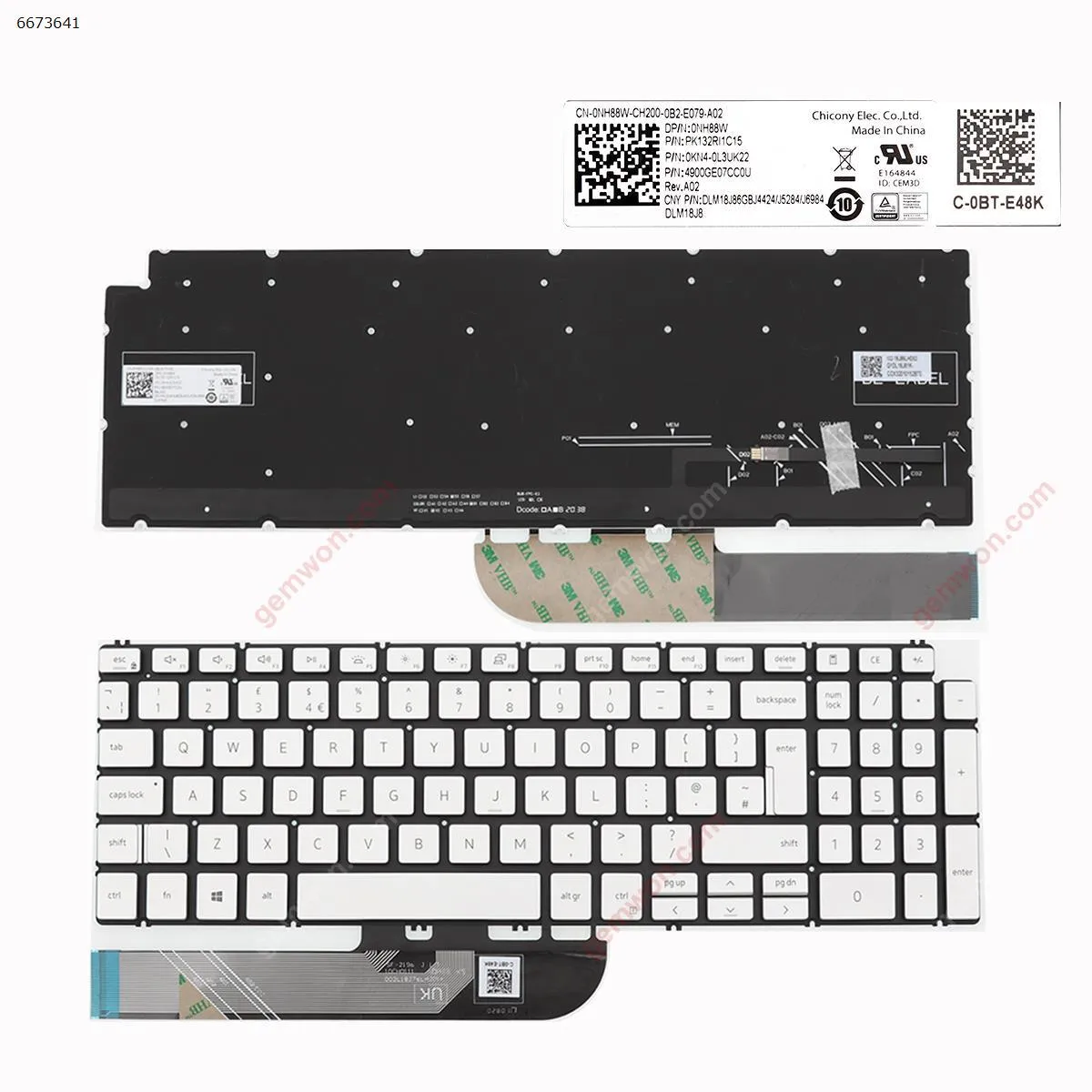 Picture of Dell  Inspiron  15 7590 5584 5590 5593 5594 5598   SILVER    ( without FRAME ， Backlit , win8  )