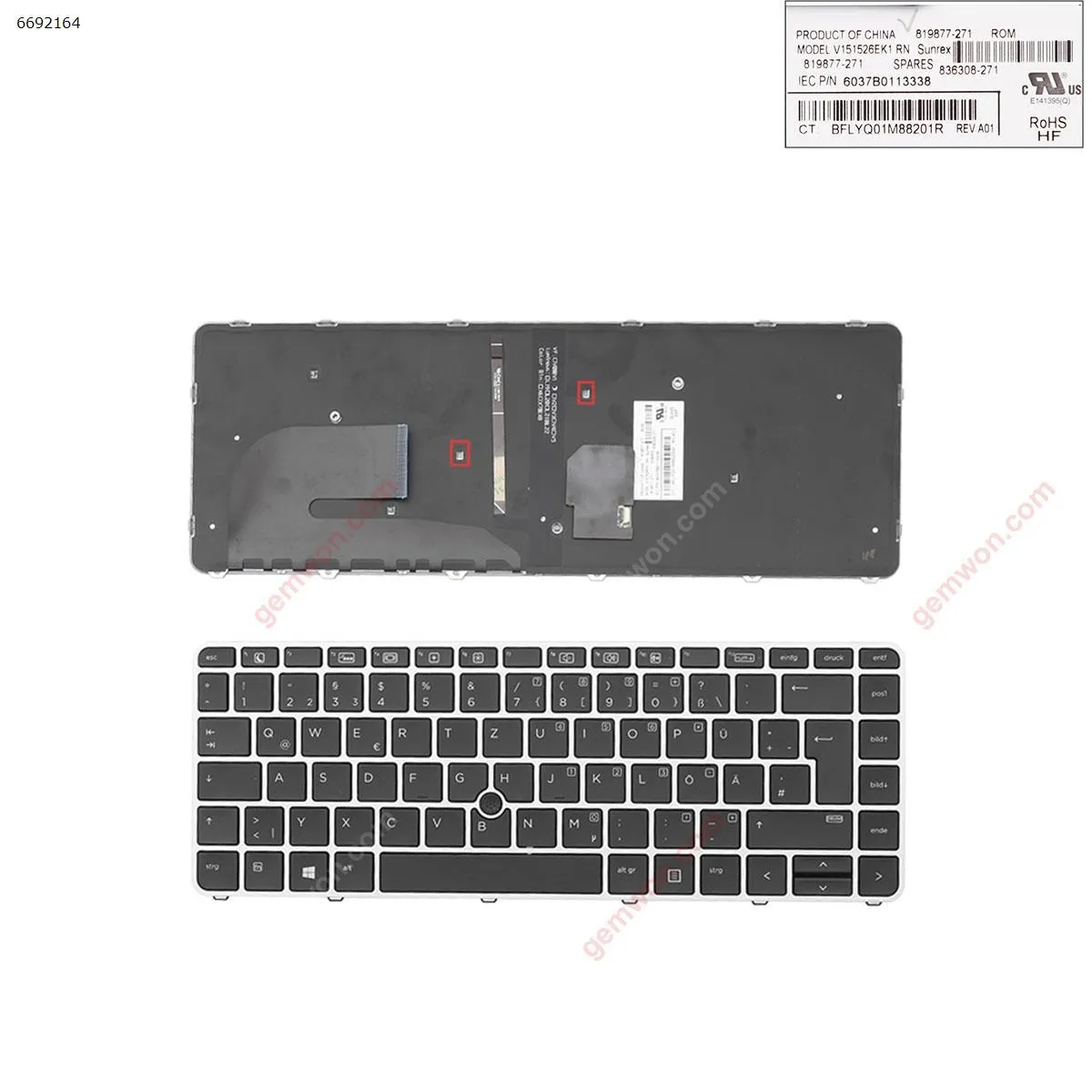 Picture of HP EliteBook 840 G3 SILVER FRAME BLACK (with point, Backlit,Win8)
