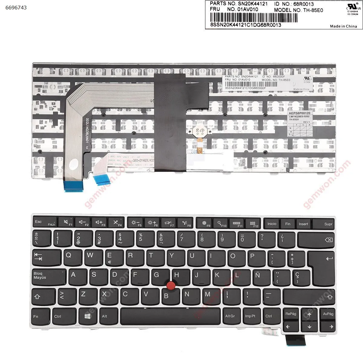 Picture of ThinkPad T460S Silver FRAME BLACK (without  Backlit,For Win8)