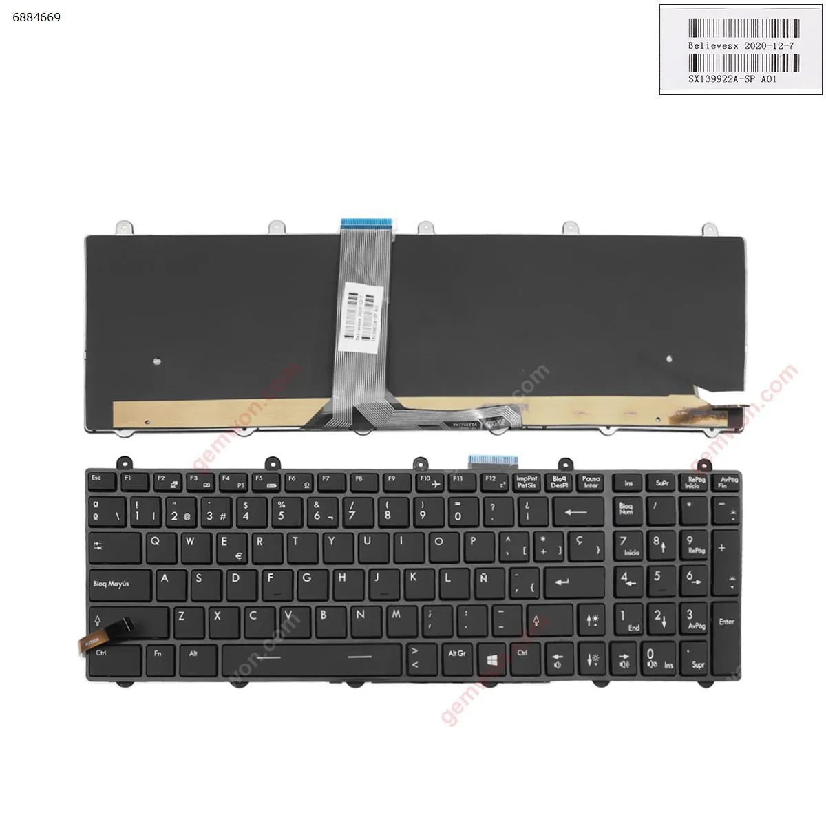 Picture of MSI GT60 GT70 GT780 GT783 GX780 BLACK FRAME BLACK ,Backlit  (WIN8) 