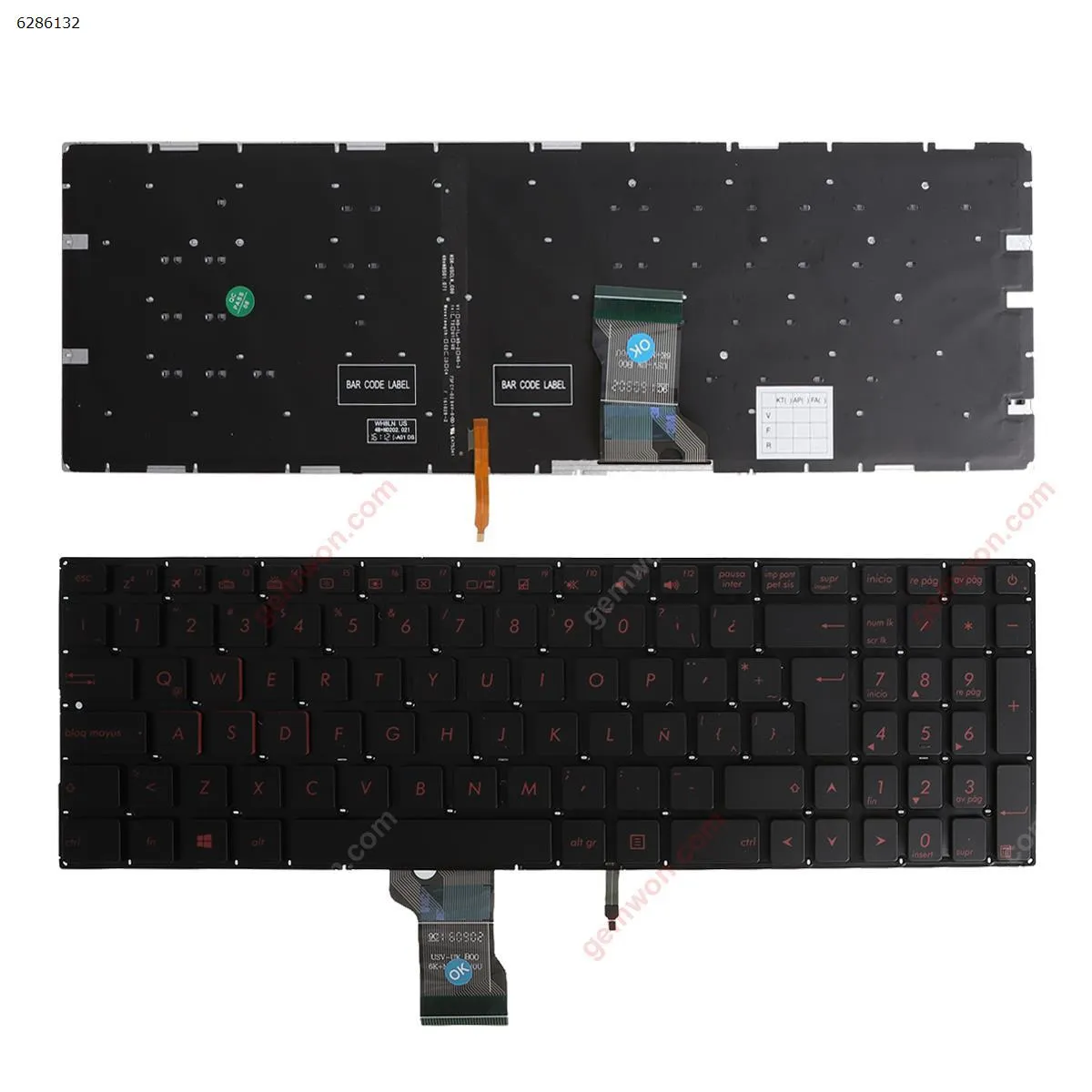 Picture of Asus GL502VM GL502VS GL502VT GL502VY GL702VS GL702V BLACK(Red Backlit,Red Printing) WIN8