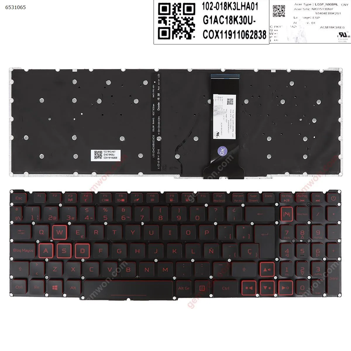 Picture of Acer Nitro-4 an515-54 an515-43 an517-51 an715-51 BLACK ， red Printing WIN8,without FRAMEwithout Foil) 