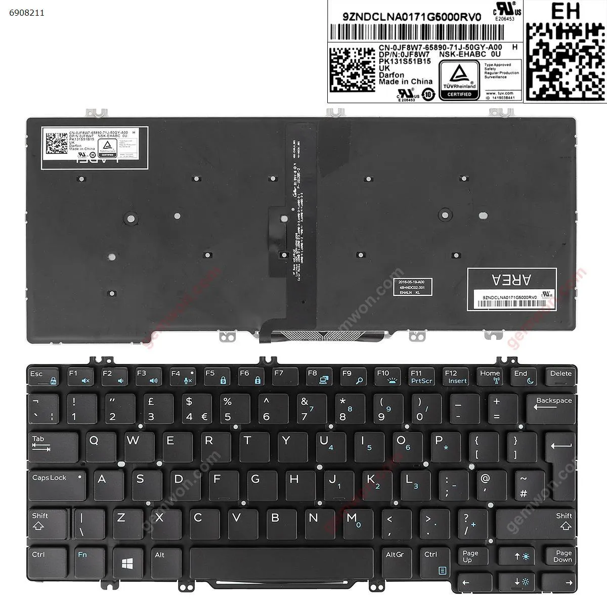 Picture of  Dell Latitude E5280 E5289 E7280 E7390 BLACK （Backlit）