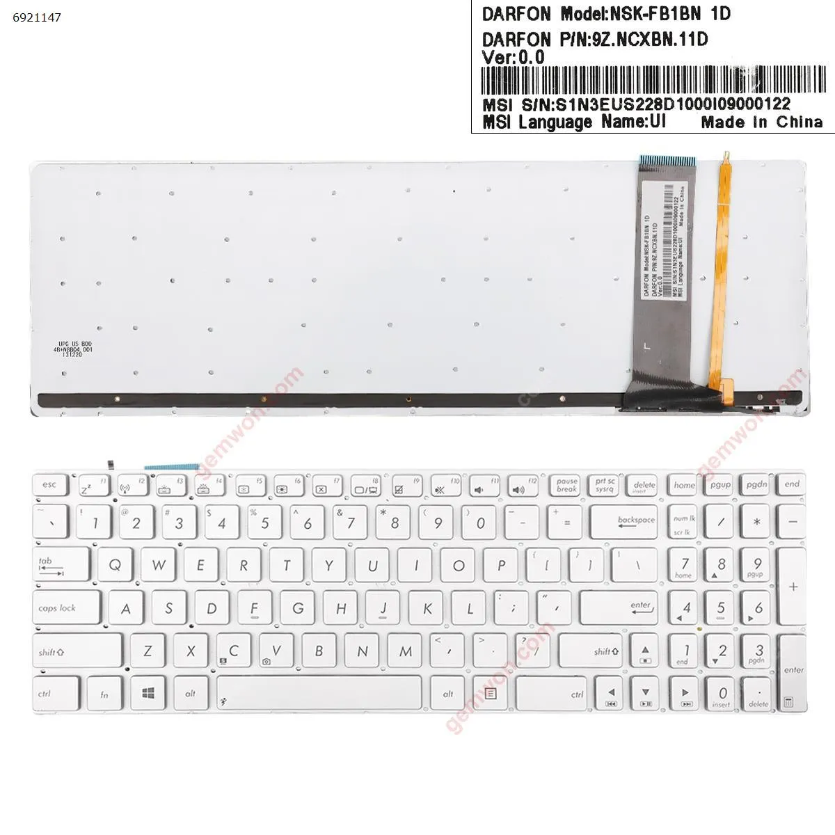 Picture of ASUS N56 N550 N56V U500VZ N76 N76VM N76VJ SILVER( Backlit,Win8) OEM