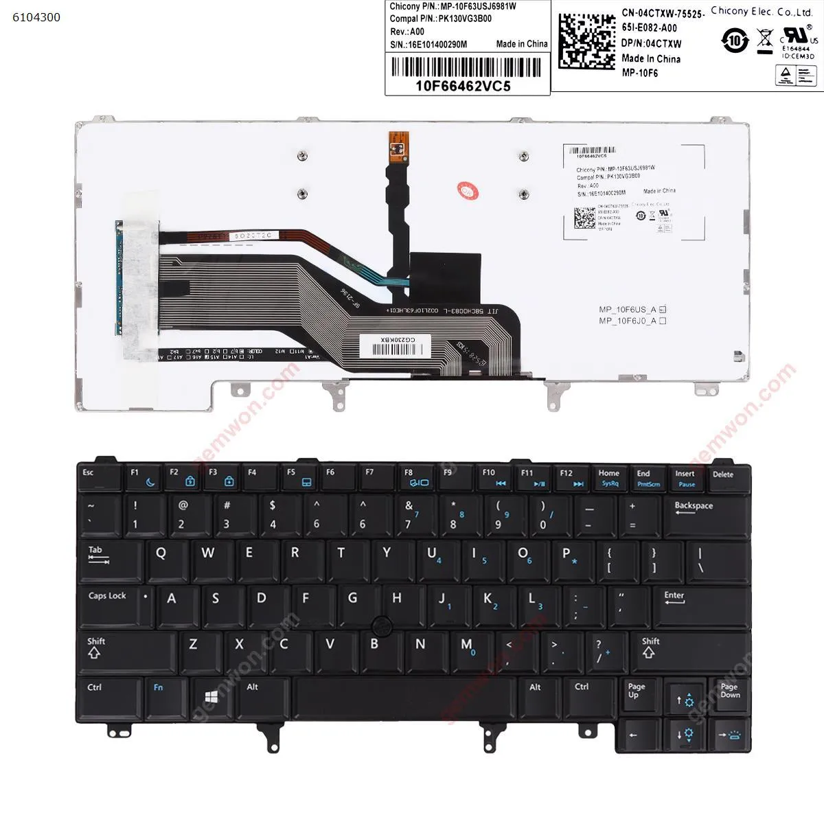 Picture of DELL Latitude E6420 E5420 E6220 E6320 E6430 BLACK(With Point stick,BLUE Printing,Backlit)