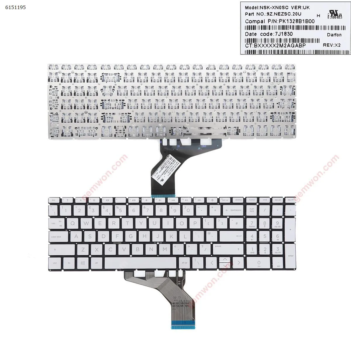 Picture of HP Pavilion 15-DA 250 255 G7 Gen7 SILVER (without backlit ，Small Enter WIN8)