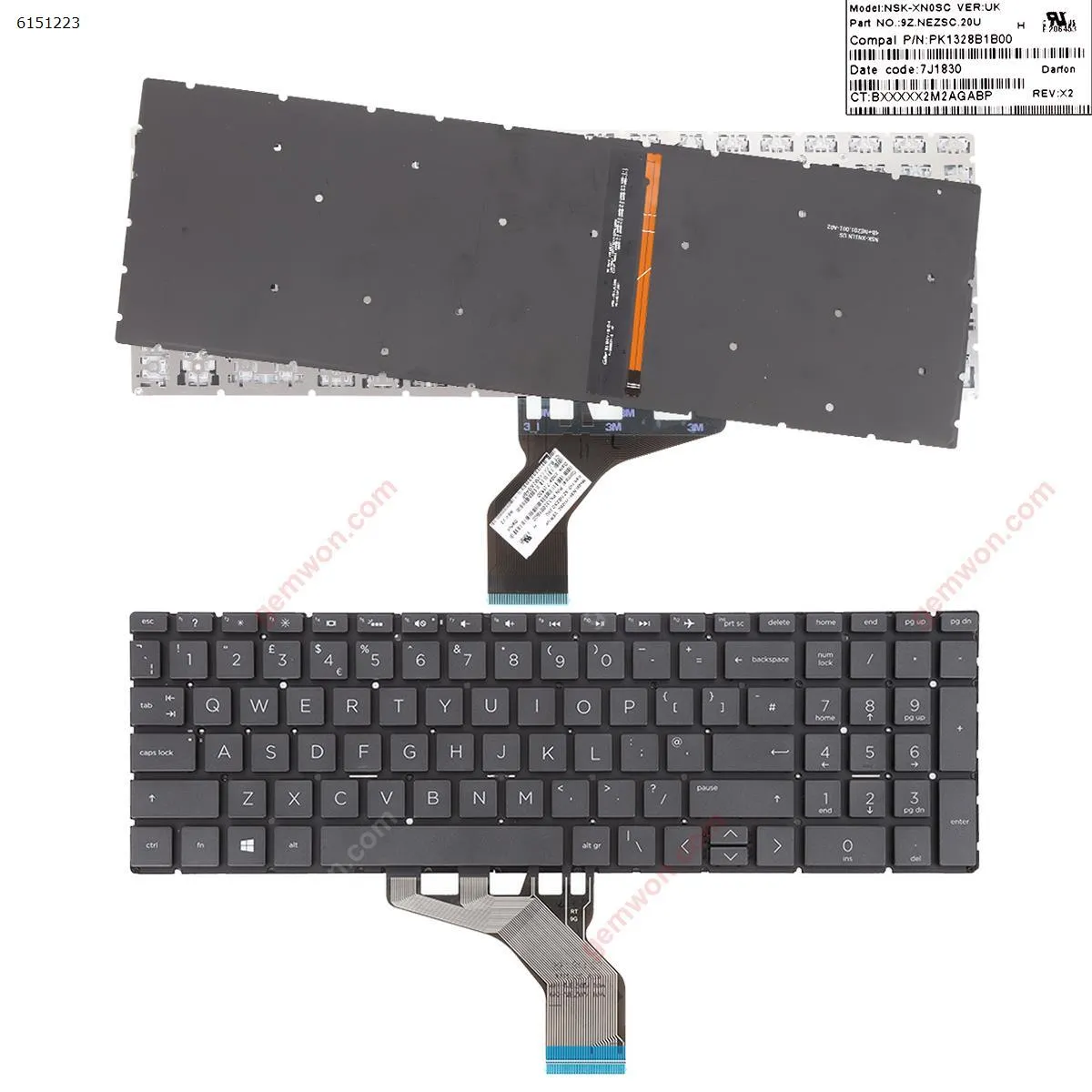 Picture of HP Pavilion 15-DA 250 255 G7 Gen7 BLACK (With Backlit Board ，Small Enter WIN8)