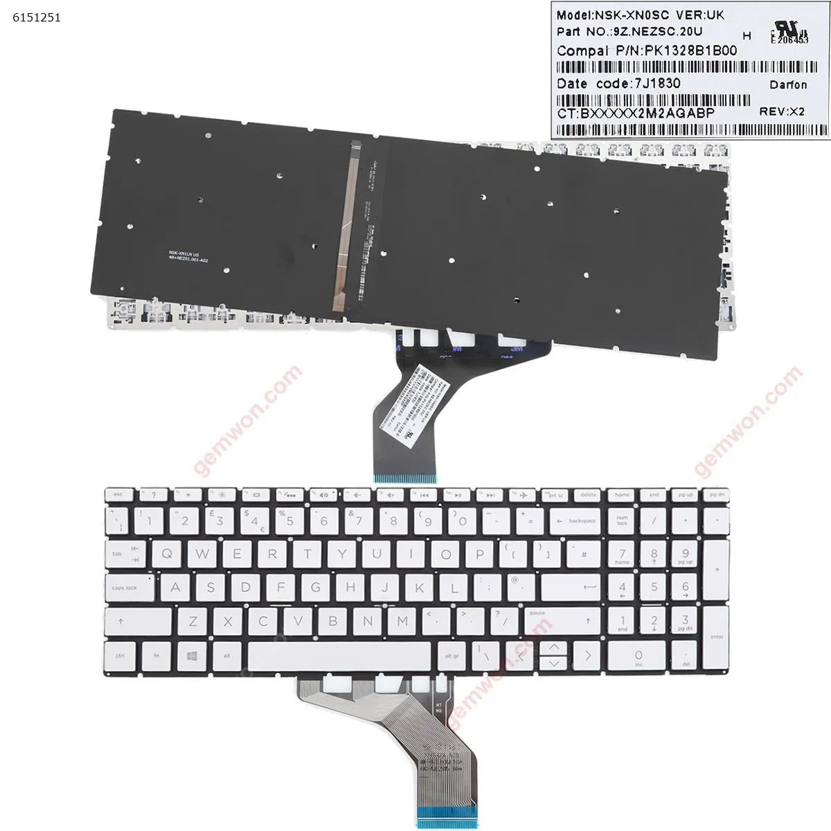 Picture of HP Pavilion 15-DA 250 255 G7 Gen7 SILVER (With Backlit Board ，Small Enter WIN8)