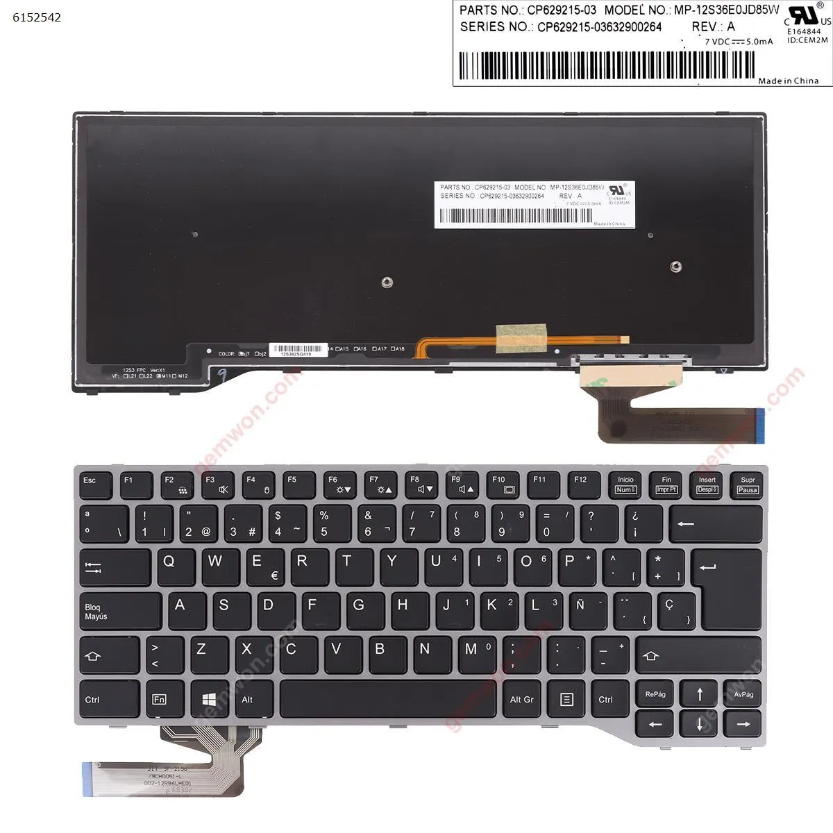 Picture of Fujitsu Lifebook E743 E744 E733 E734 SILVER FRAME BLACK (Backlit Win8)