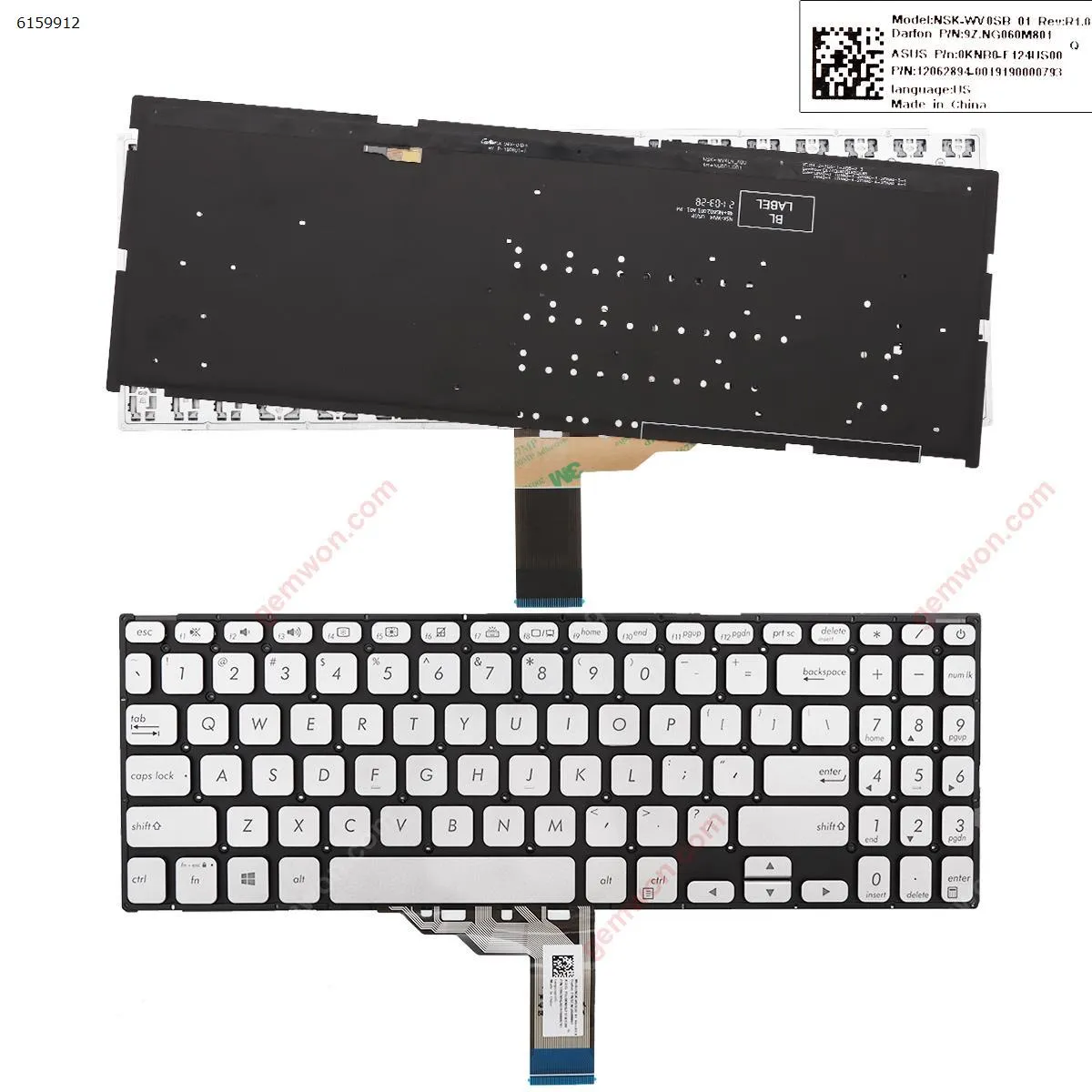 Picture of ASUS Vivobook X512 X512FA X512DA X512UA X512UB SILVER （Backlit WIN8）