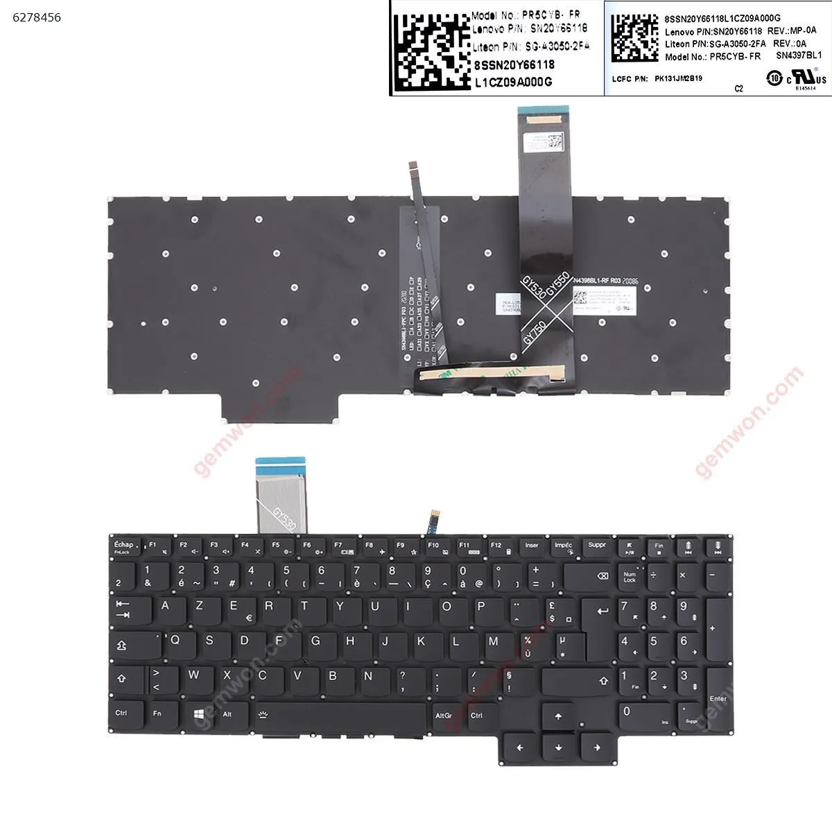 Picture of  Lenovo Legion Y7000 2020 R7000 2020 Y7000P R7000P 2020 BLACK(Backlit,Without FRAME,For Win8) 