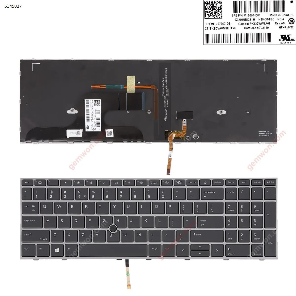 Picture of  HP ZBOOK fury 15 G7 SILVER Frame BLACK （BACKLIT,with point WIN8）