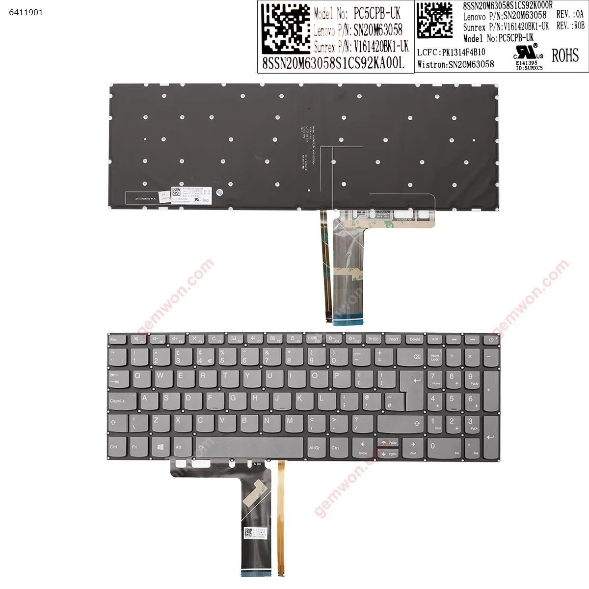 Picture of Lenovo IdeaPad 320-15ABR 320-15IAP 320-15AST 320-15IKB 320-15ISK GRAY  Backlit win8