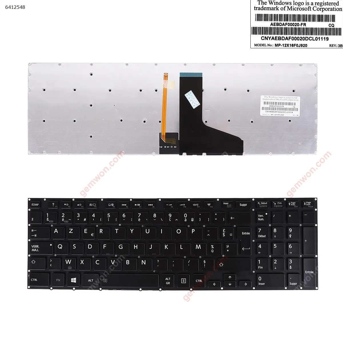 Picture of TOSHIBA Satellite P50-A P50T-A P55-A P55T-A BLACK  ( Blacklit  )