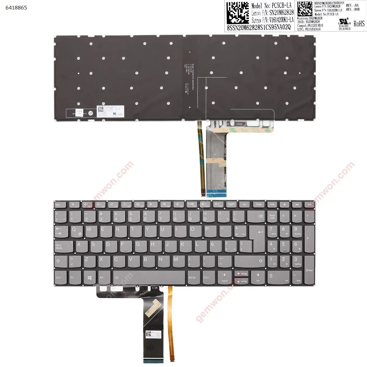 Picture of Lenovo IdeaPad 720s-15isk 720s-15ikb v330-15ikb v330-15isk GRAY Backlit win8 