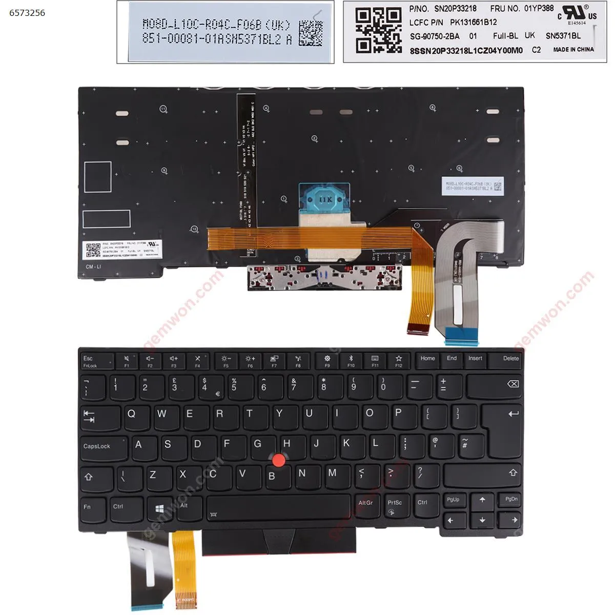 Picture of LENOVO T490S  L490 E490  BLACK FRAME BLACK  ( with point stick，Backlit win8 )