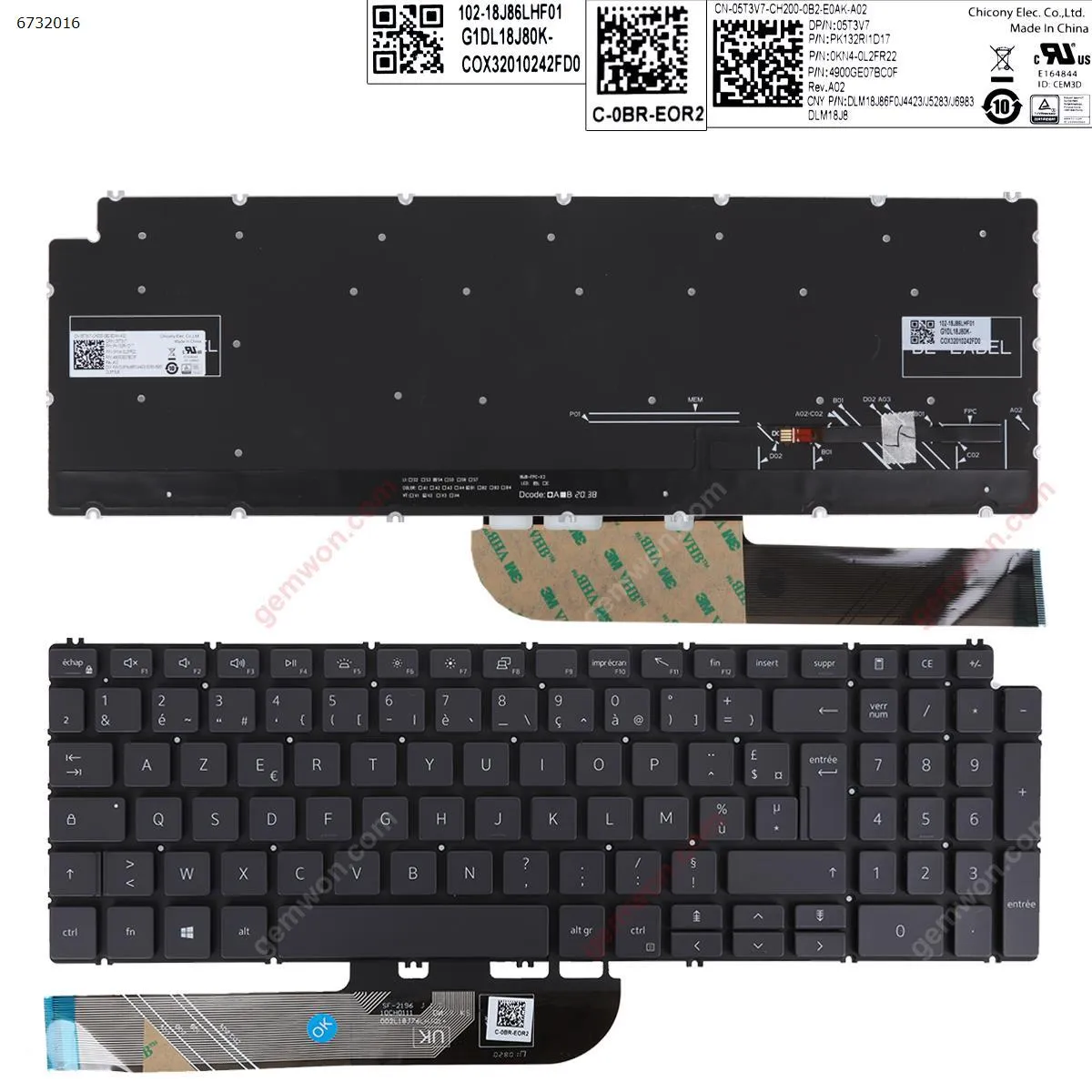 Picture of Dell Inspiron 15 7590 5584 5590 5593 5594 5598 GRAY ( without FRAME ， Backlit , win8 )