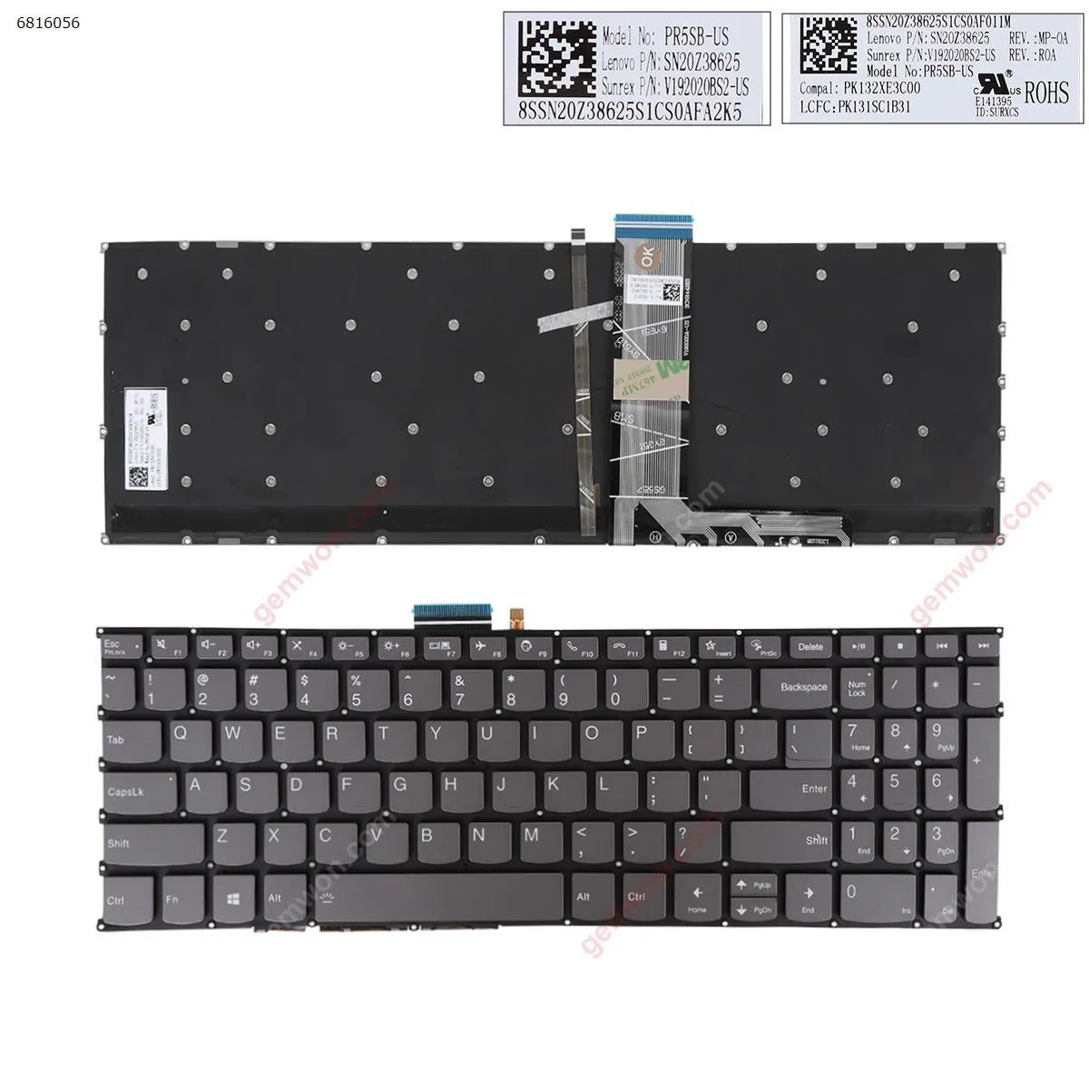 Picture of Lenovo Ideapad 5-15IIL05 15ARE05 15ITL05 5-15ALC05 Gray Backlit （Version 2）