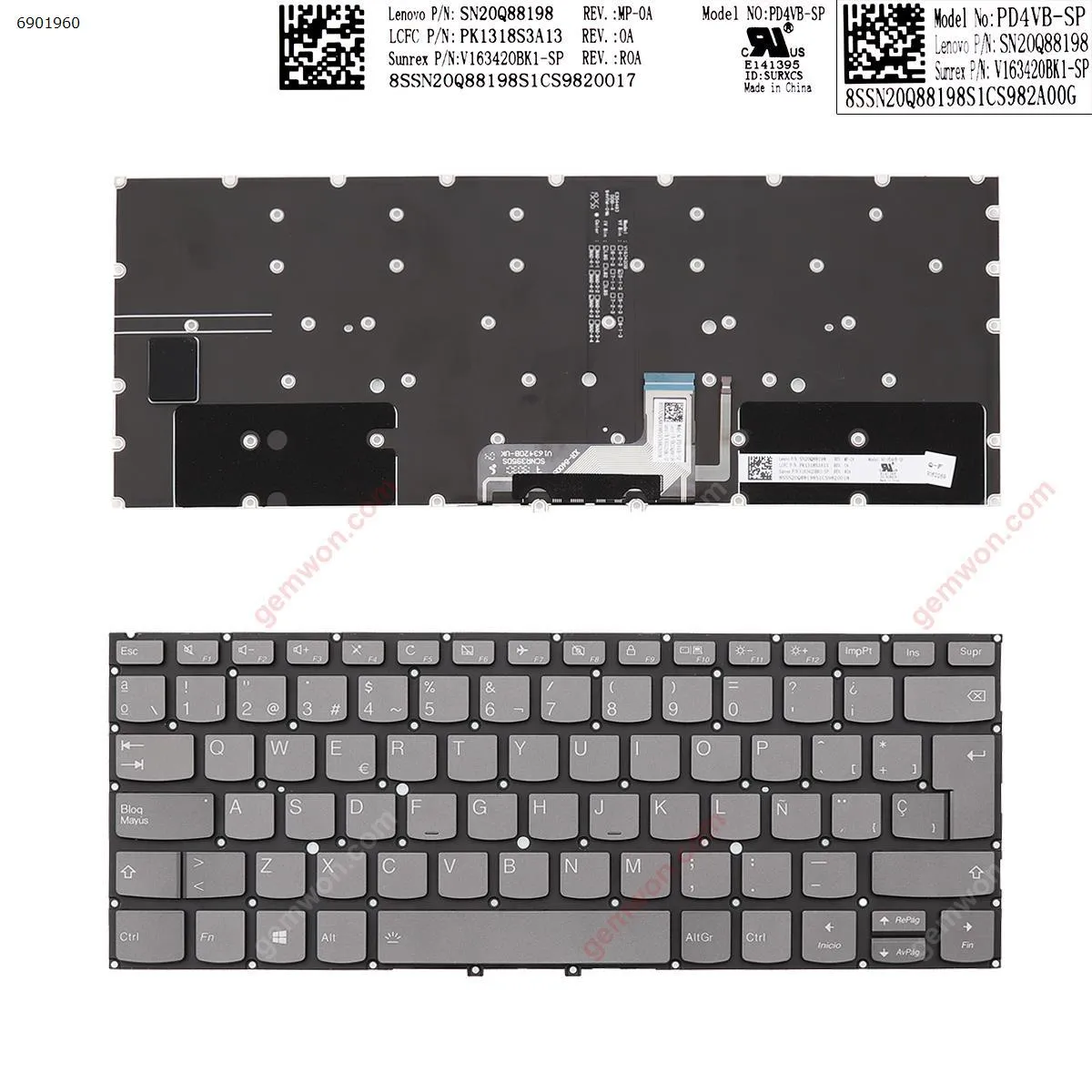Picture of  Lenovo Yoga 930-13IKB Yoga 7 Pro-13IKB C930-13IKB  GRAY( Backlit , For Win8)