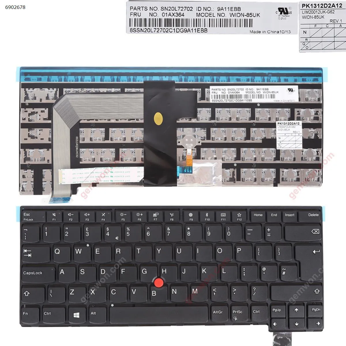 Picture of ThinkPad T470S BLACK FRAME BLACK (with point stick  For Win8) OEM