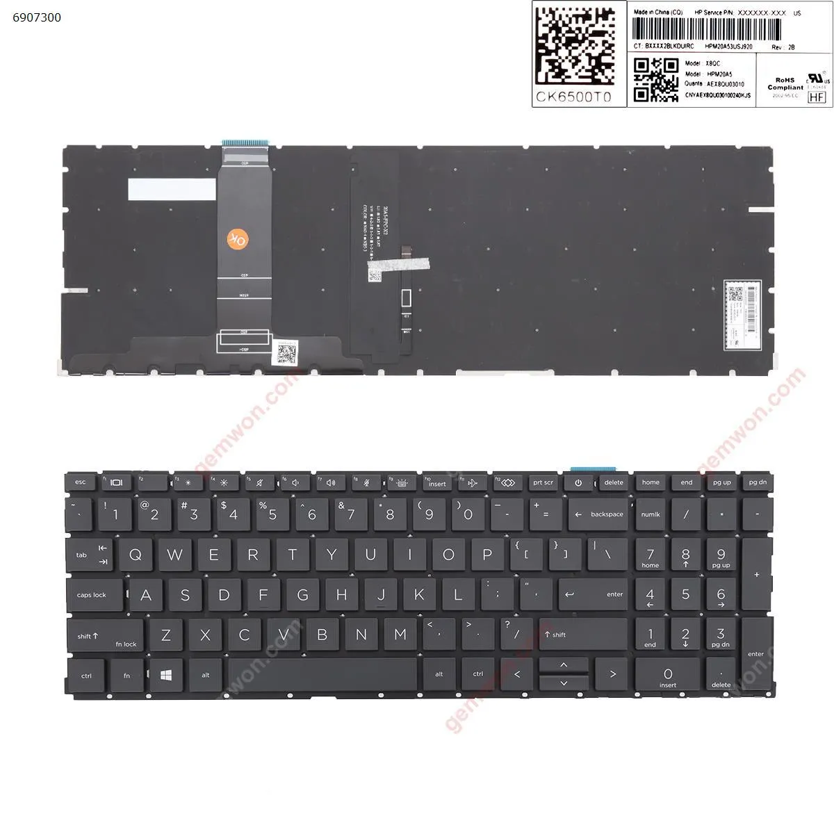 Picture of HP ProBook 450 G8 455 G8 Series BLACK With Backlit Board(win8) Version2