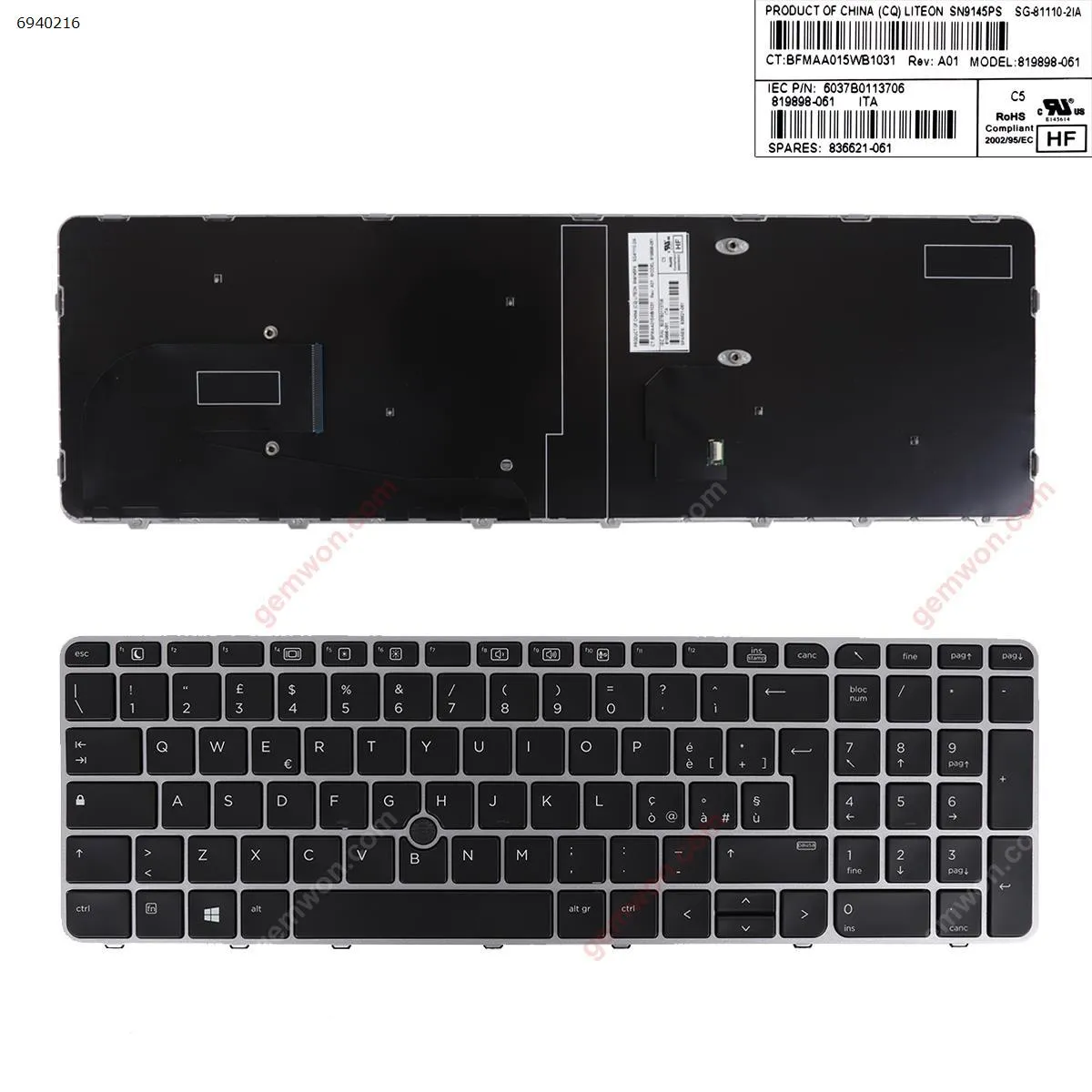 Picture of HP EliteBook 755 G3 850 G3 850 G4 ZBook 15u G3 G4 SILVER FRAME BLACK (with point,Win8)