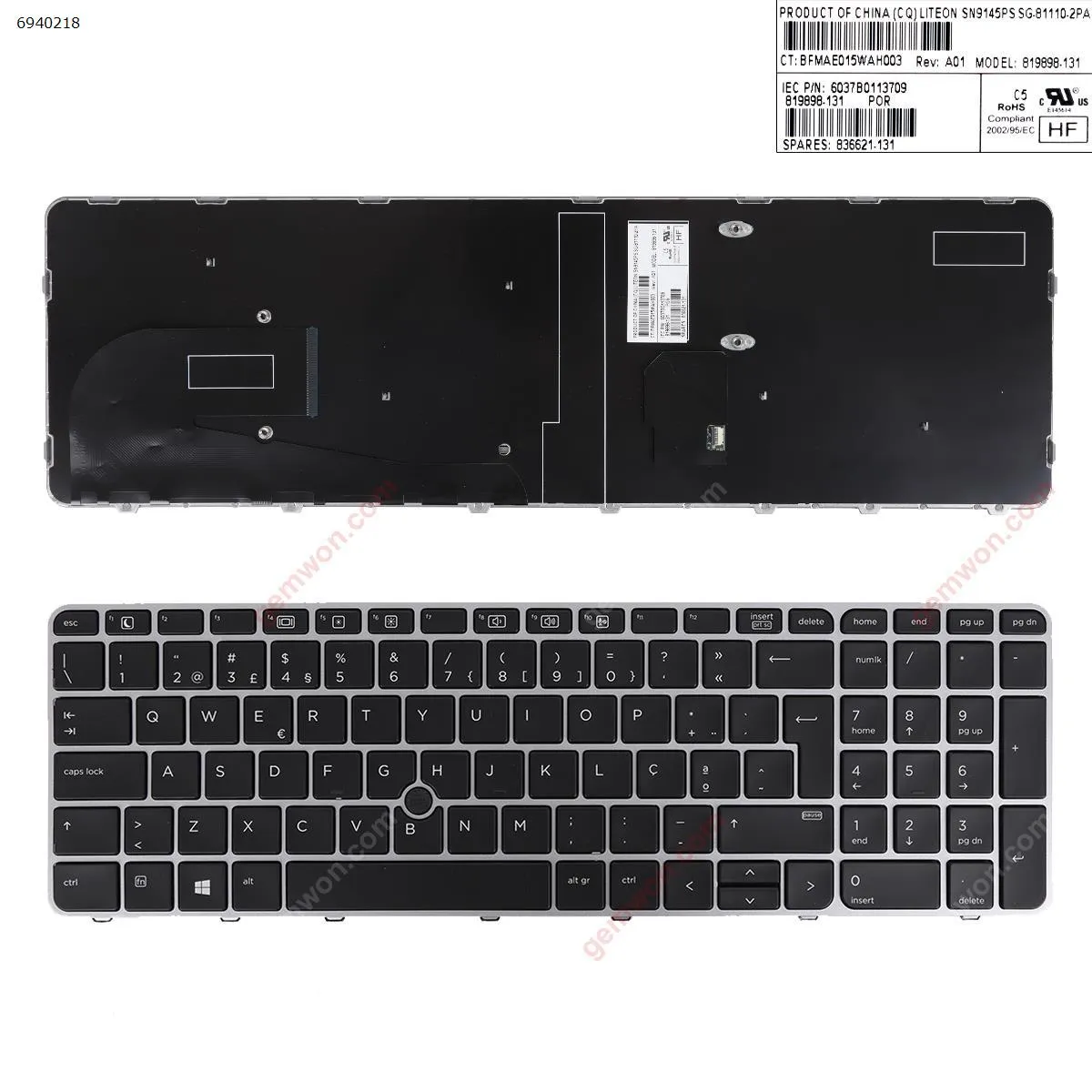Picture of HP EliteBook 755 G3 850 G3 850 G4 ZBook 15u G3 G4 SILVER FRAME BLACK (with point,Win8)