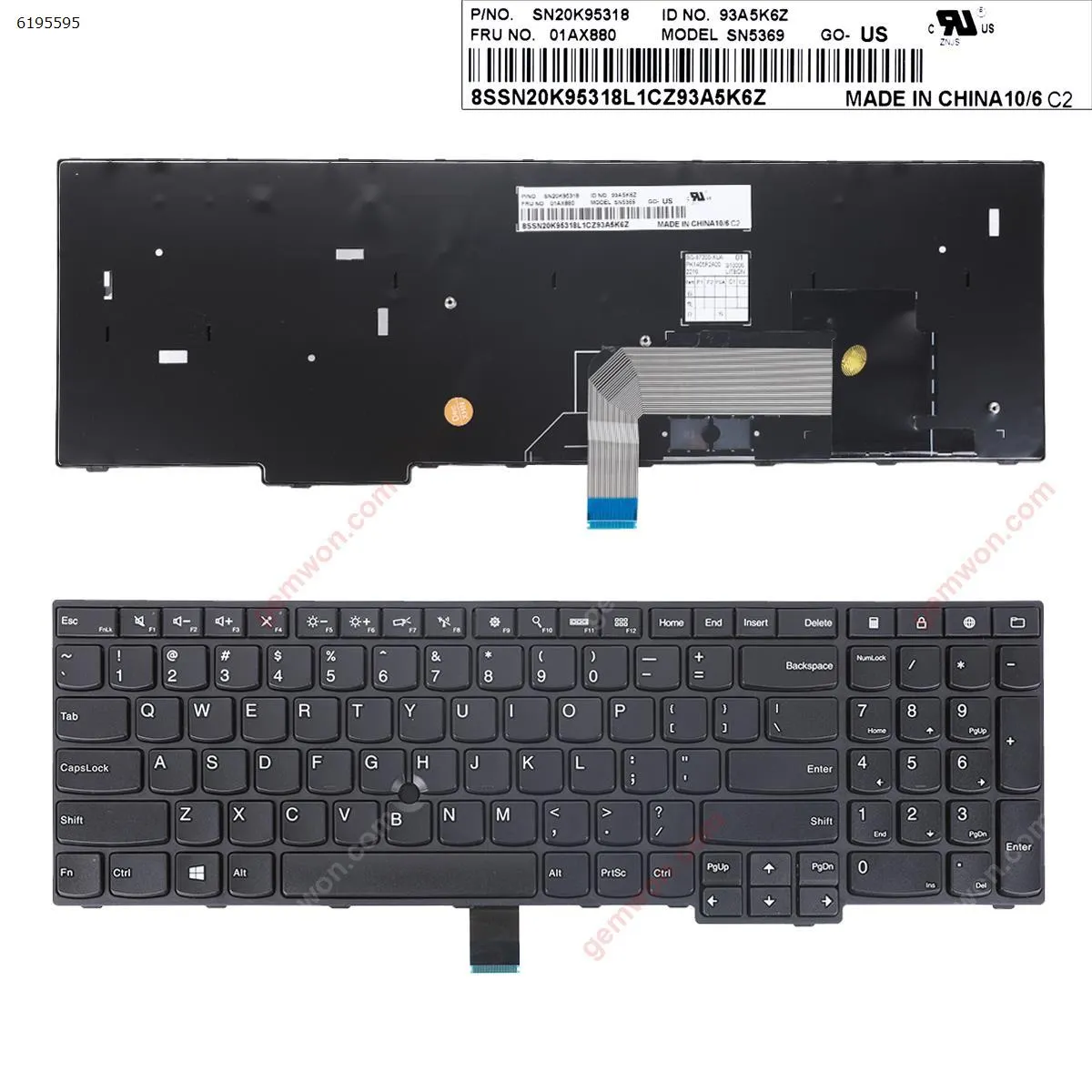 Picture of Thinkpad E555 E550 BLACK FRAME BLACK(Without Point stick, OEM ， Win8 )