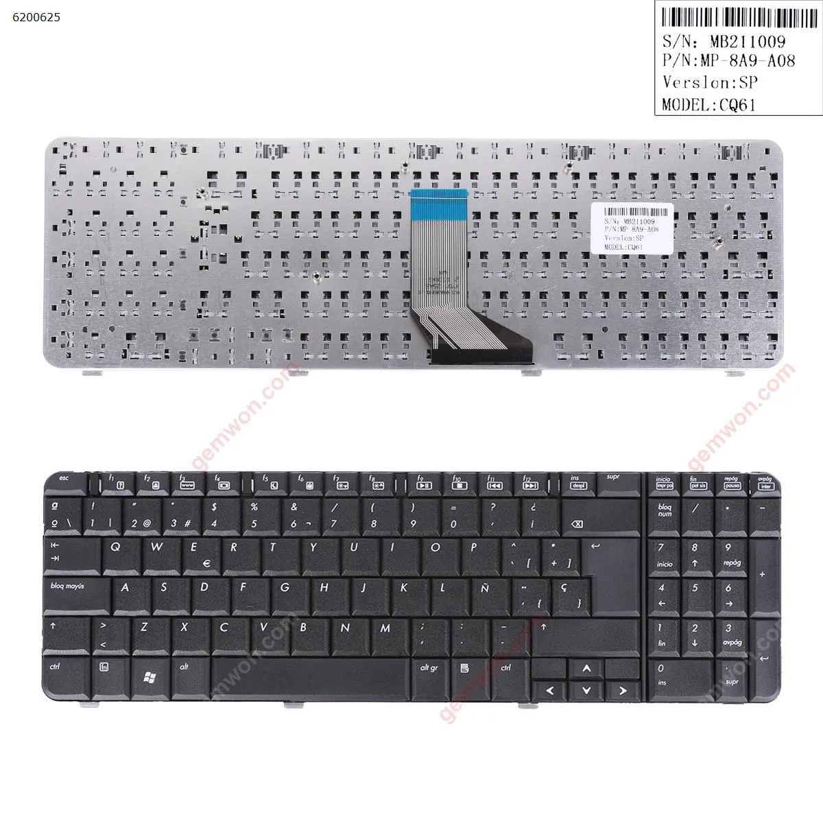Picture of Laptop Spanish keyboard for HP CQ61 G61 BLACK