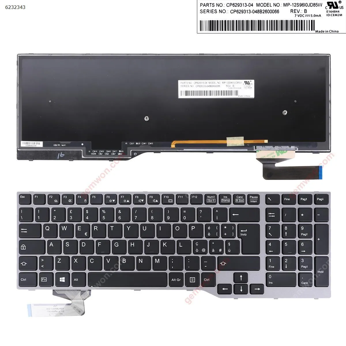 Picture of Fujitsu Lifebook E753 E754 E557 E756 SILVER FRAME BLACK (Backlit  Win8)