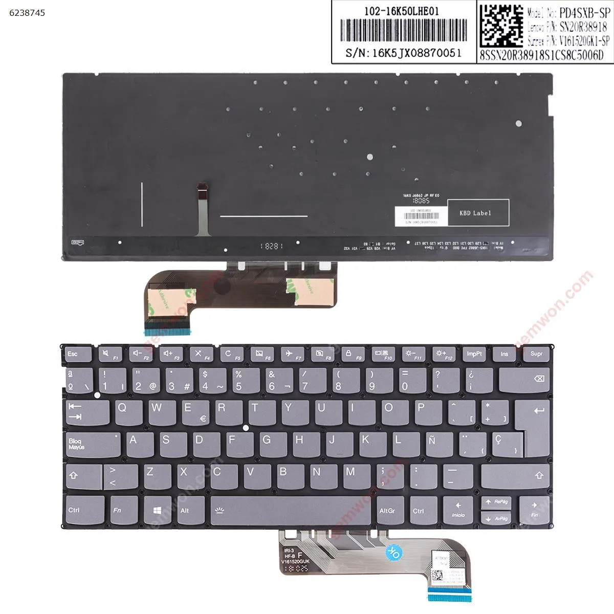 Picture of Lenovo Yoga S730-13IWL S730-13IML  IdeaPad 730S  GRAY (Backlit Win8)