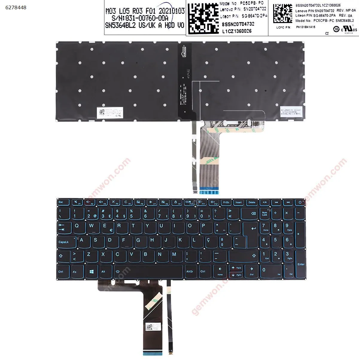 Picture of Lenovo IdeaPad L340 L340-15 L340-17 L340-15IRH BLACK（Backlit , Compatible with 320-15ABR 320-15IAP 320-15AST 320-15IKB 320-15ISK  WIN8)