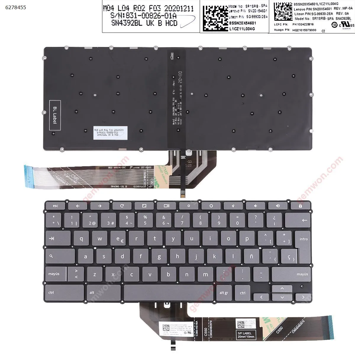 Picture of  Lenovo Ideapad Flex 5 CB 13IML05  GRAY(Without FRAME,Backlit ,WIN8) 
