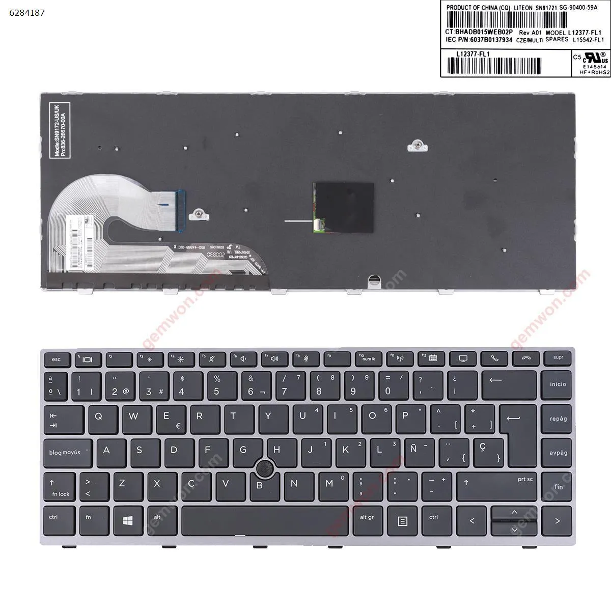 Picture of HP EliteBook 840 G5 846 G5 840 G6 SILVER FRAME BLACK (with point )  Reprint