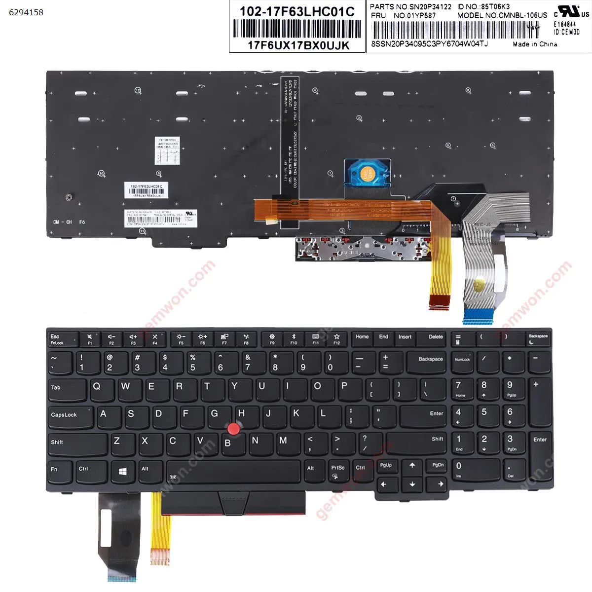 Picture of IBM E580 BLACK FRAME BLACK (with point stick,Backlit,WIN8）OEM