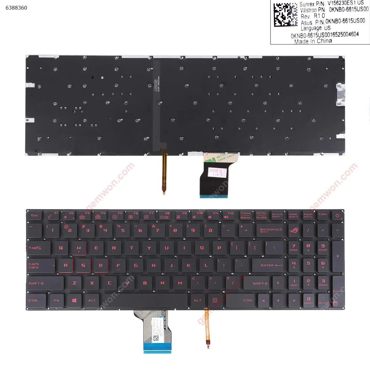Picture of Asus GL502VM GL502VS GL502VT GL502VY GL702VS GL702V BLACK(Red Backlit,Red Printing) WIN8 