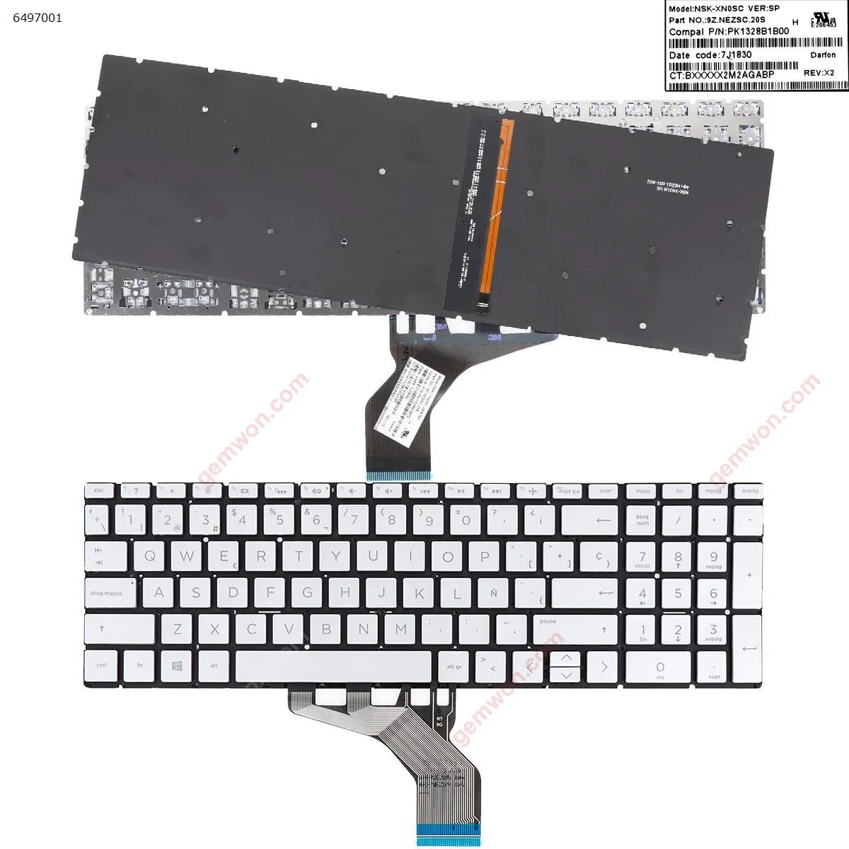 Picture of HP Pavilion 15-DA 250 255 Gen7 Silver (backlit ，Small Enter,WIN8)  ☞	
