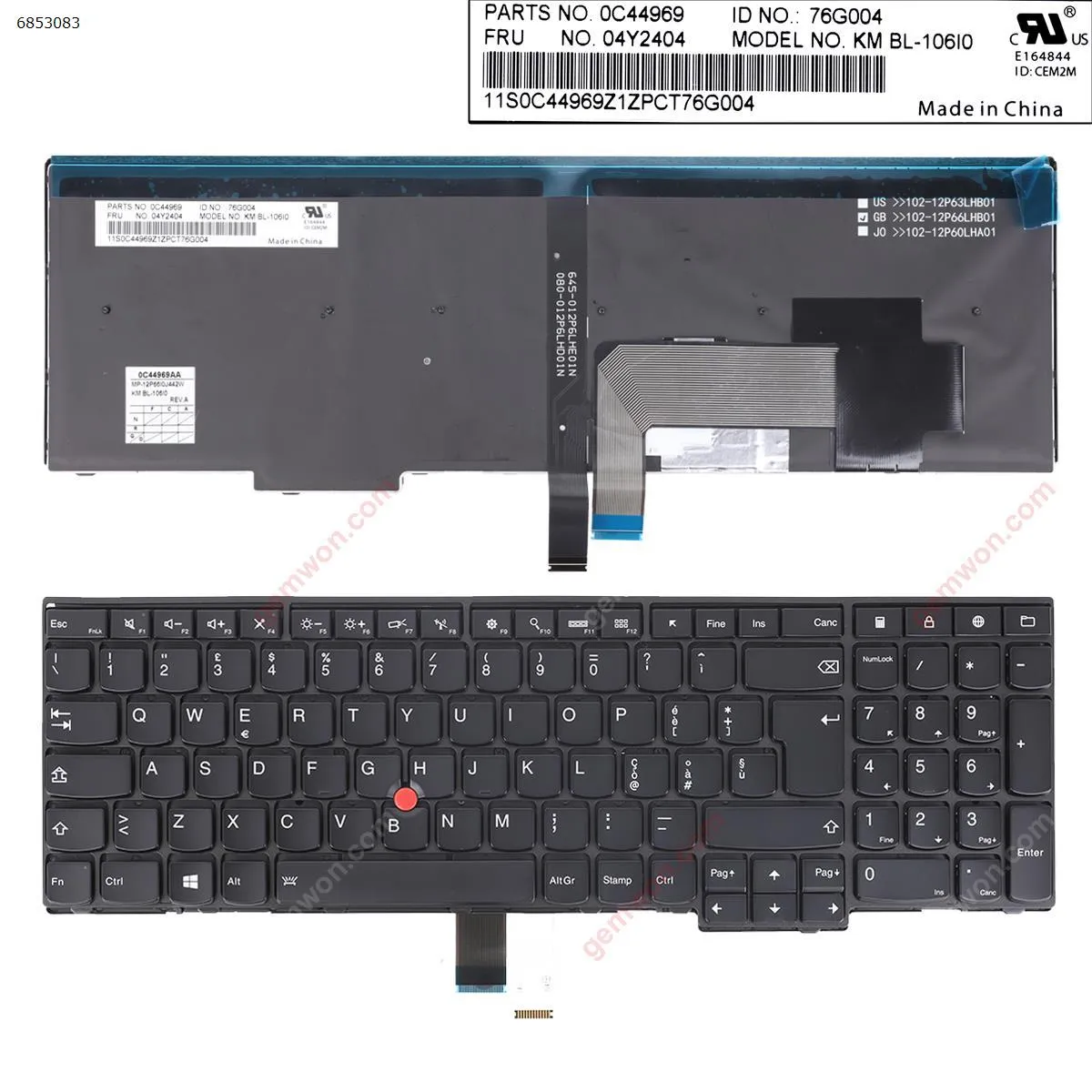 Picture of ThinkPad E531 T540 BLACK( Backlit with point stick For Win8)OEM