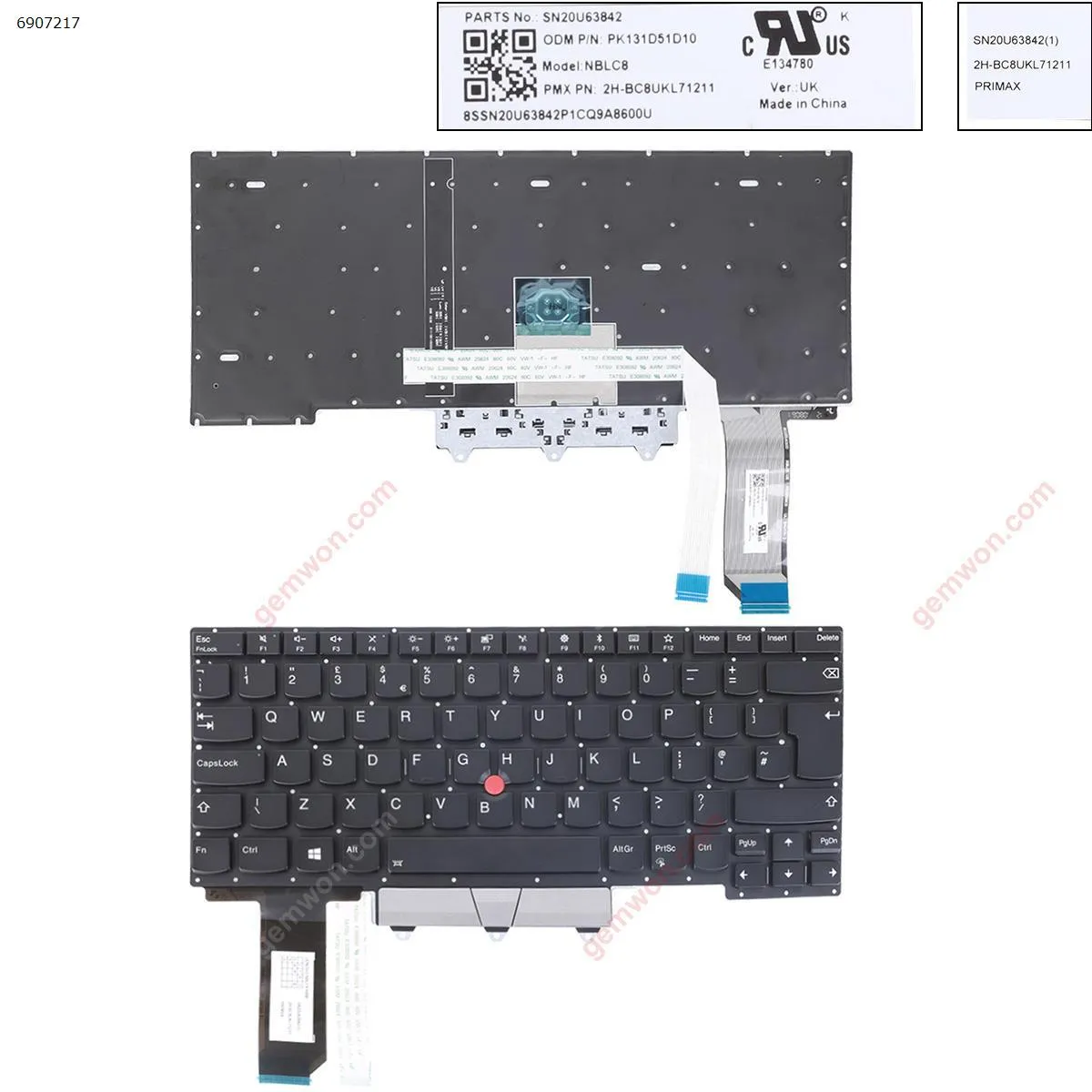 Picture of Lenovo Thinkpad E14 Gen 1 2020 Type 20RA 20RB  Backlit (With Point Stick For Win8)