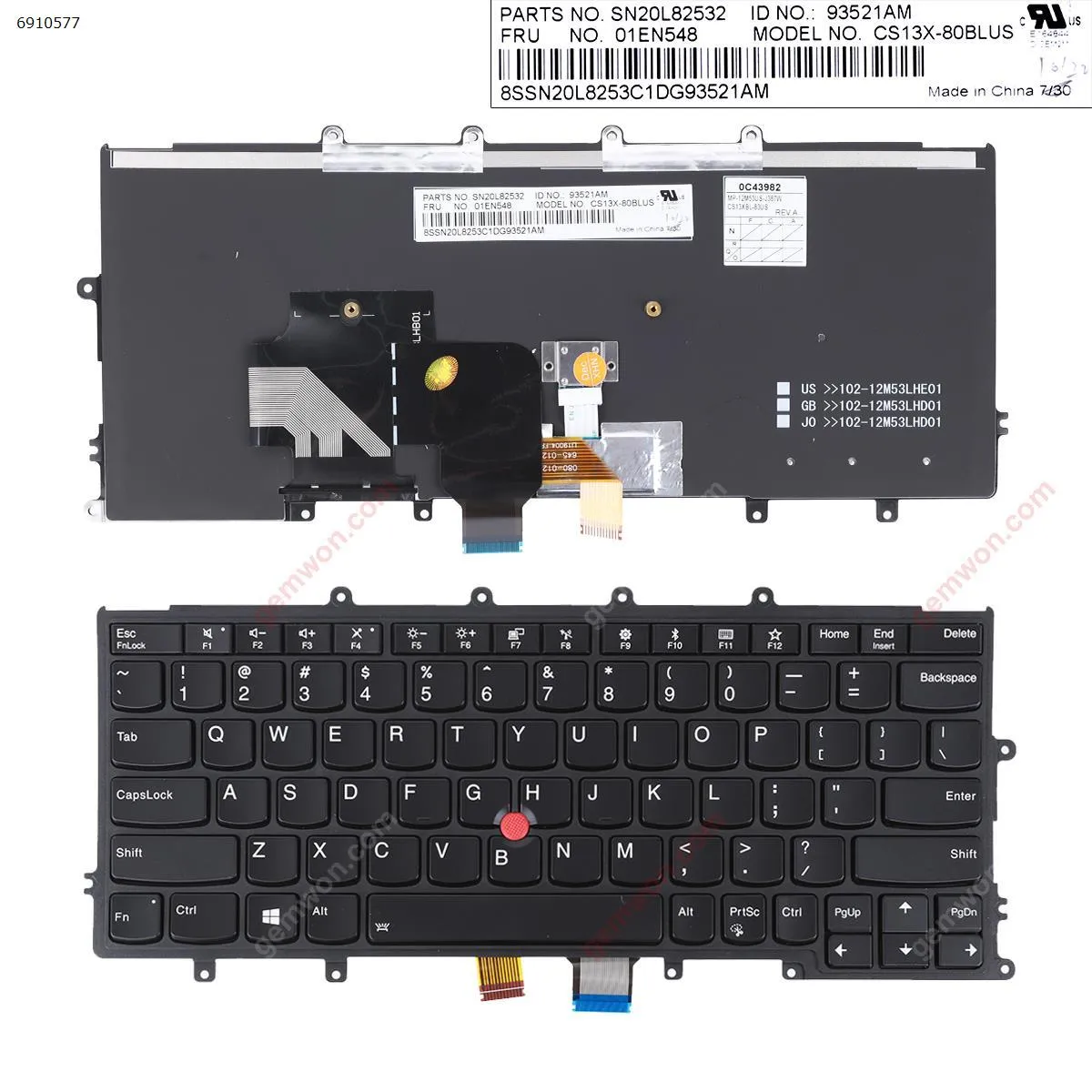 Picture of IBM Thinkpad X270 BLACK FRAME BLACK(Backlit With Point，Compatible with X240 X240S X250 X260 For Win8) OEM