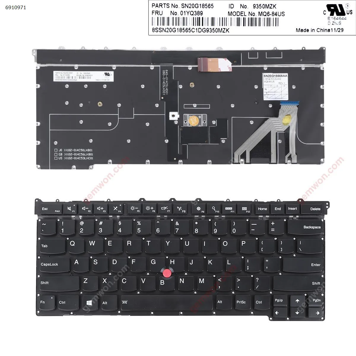 Picture of Lenovo ThinkPad X1 Carbon 3rd Gen Backlit 2015 20BS 20BT (Backlit with point stick ,For Win8) OEM 