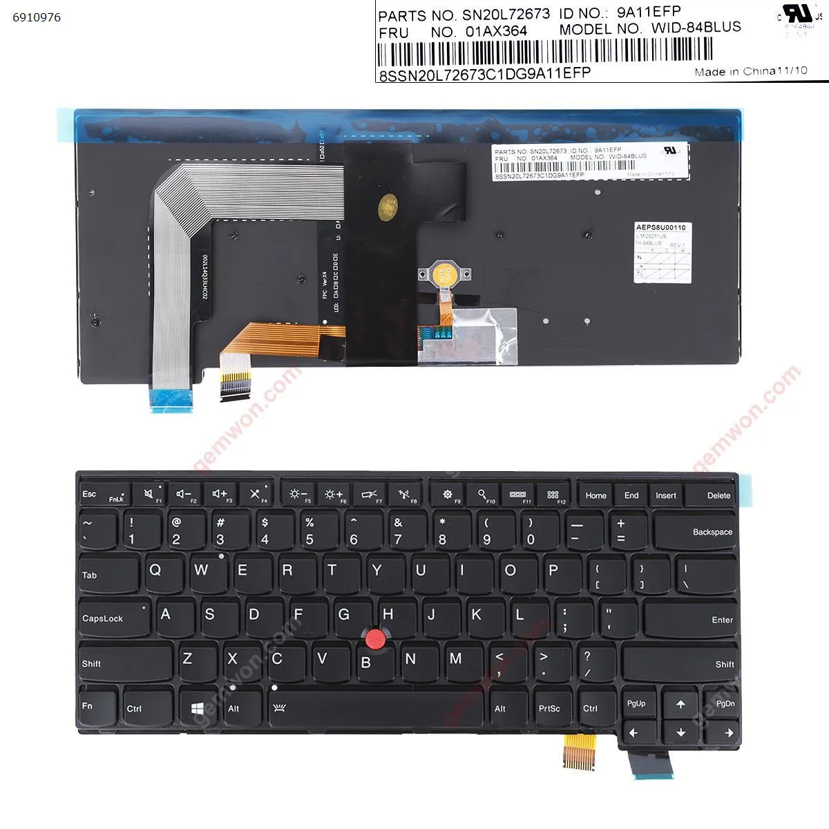 Picture of ThinkPad T460S BLACK FRAME BLACK (Backlit with point stick For Win8)OEM 