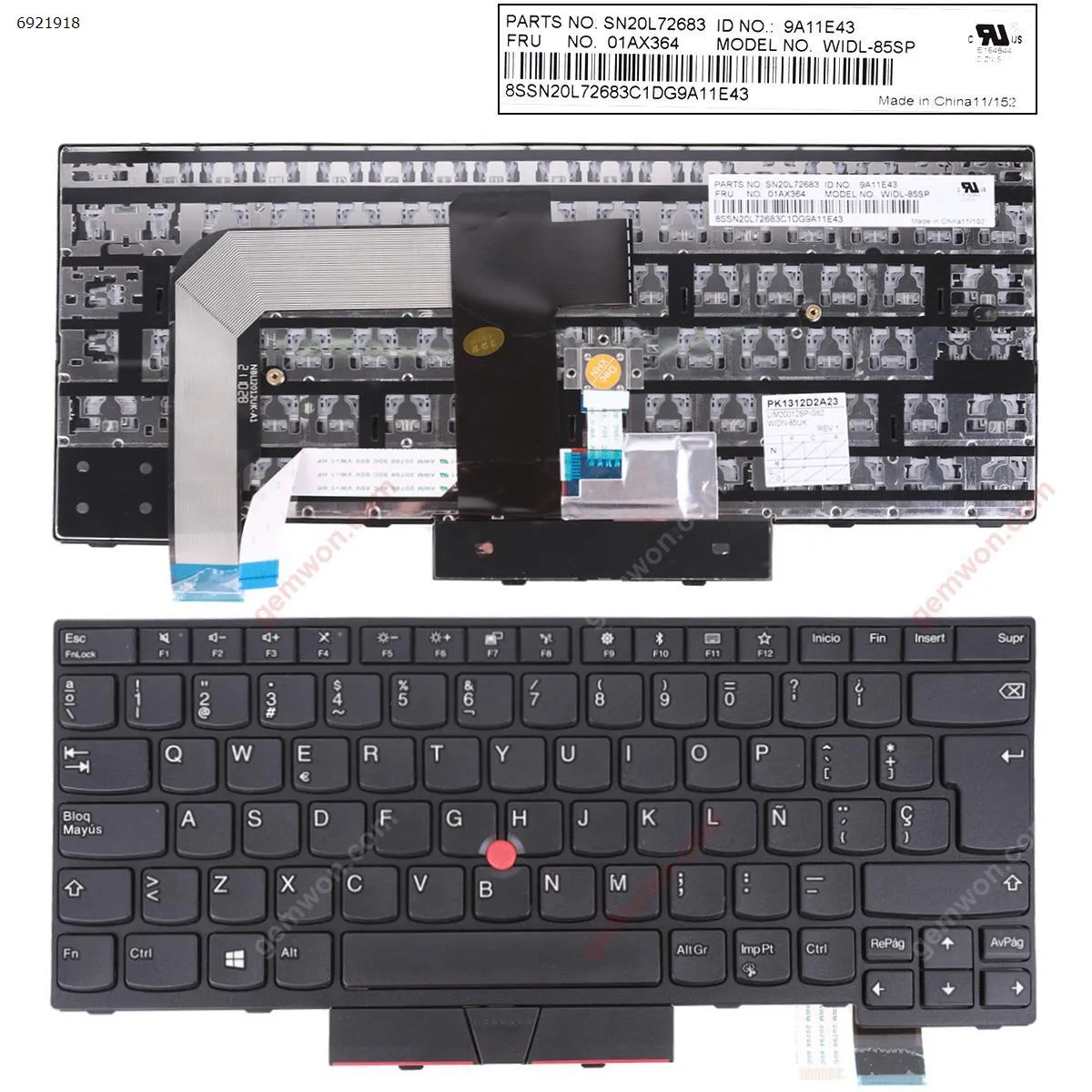 Picture of ThinkPad T470 T480 BLACK FRAME BLACK ( with point stick ,For Win8) OEM