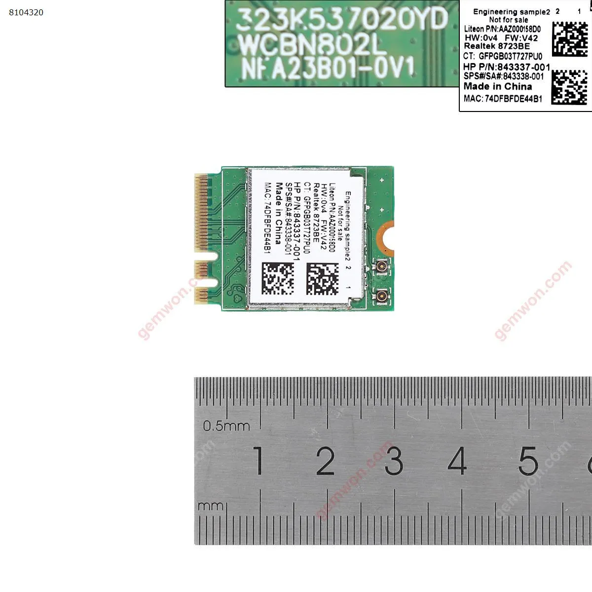 Picture of TARJETA WIFI 802.11B/G/N + BLUETOOTH 4.0 PARA PORTÁTILES DELL ACER ASUS TOSHIBA RTL8723BE