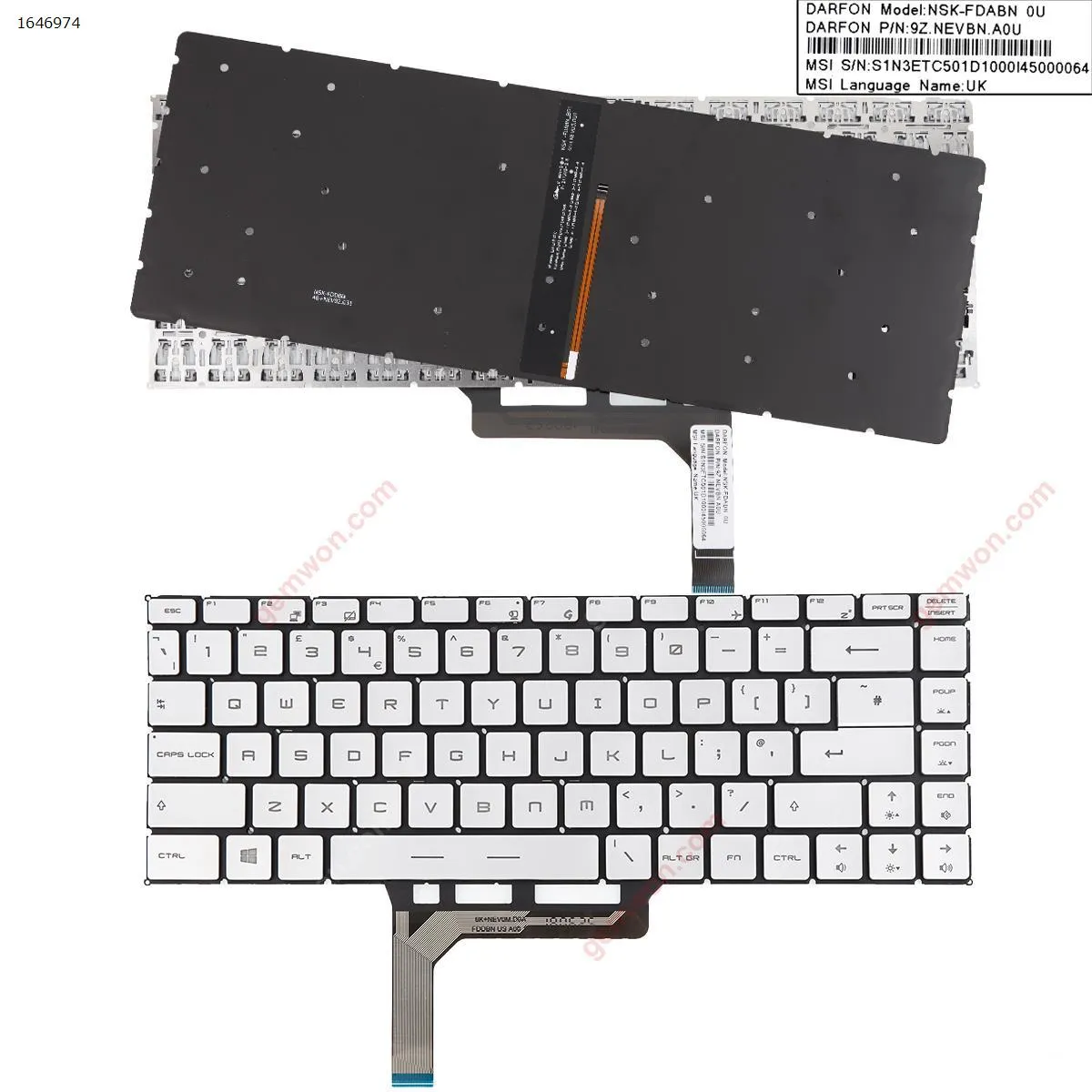 Picture of MSI GS65 GS65 Stealth GS65VR MS-16Q2 SILVER (Backlit,Without FRAME) WIN8 